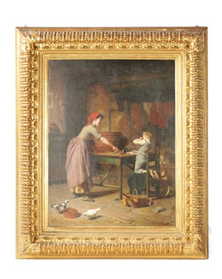 Lot 594 - LUIGI SCAFFAI (ITALIAN, 1837-1899) OIL ON CANVAS