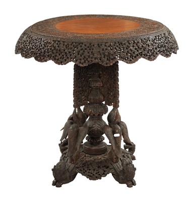 Lot 153 - A IMPRESSIVE 19TH CENTURY ANGLO INDIAN HARDWOOD CENTRE TABLE