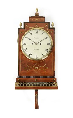 Lot 688 - CONDLIFF, LIVERPOOL. A REGENCY BRASS INLAID MAHOGANY BRACKET CLOCK  ON BRACKET