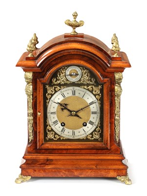 Lot 716 - A LATE 19TH CENTURY GERMAN QUARTER STRIKING WALUT BRACKET CLOCK