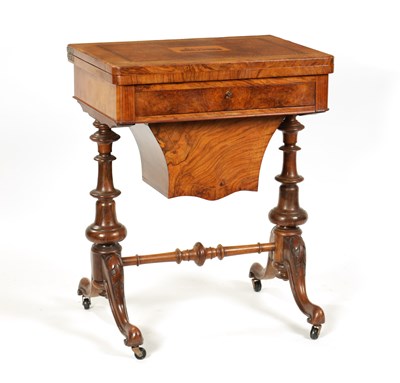 Lot 1020 - A GOOD VICTORIAN BURR WALNUT AND TUNBRIDGE WARE INLAID WORK BOX/GAMES TABLE