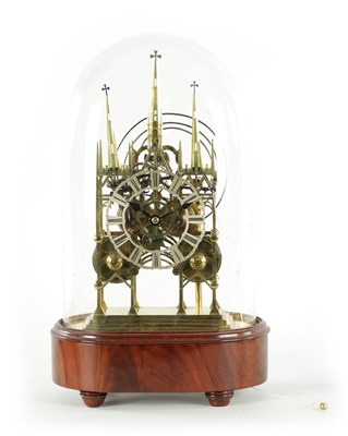 Lot 747 - ATT. TO SMITHS, CLERKENWELL. A MID 19TH CENTURY ‘LICHFIELD CATHEDRAL’ DOUBLE FUSEE SKELETON CLOCK