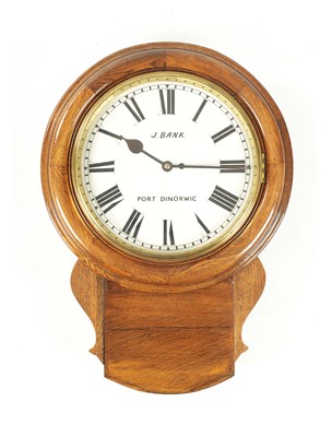 Lot 662 - J. BANK, PORT DINORWIC. A LATE 19TH CENTURY 14” DIAL FUSEE WALL CLOCK