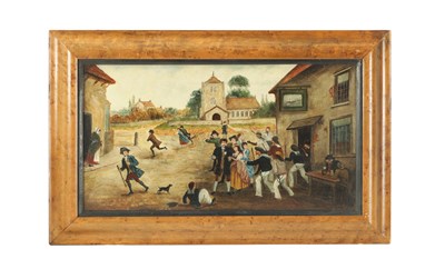 Lot 566 - A 19TH CENTURY ENGLISH SCHOOL PRIMITIVE OIL ON CANVAS ‘THE PRESSGANG’