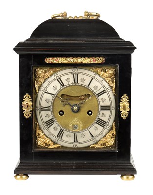 Lot 787 - A LATE 17TH CENTURY EBONISED QUARTER REPEATING BRACKET CLOCK