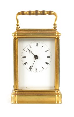 Lot 736 - A LATE 19TH CENTURY FRENCH GILT BRASS GORGE-CASED STRIKING CARRIAGE CLOCK