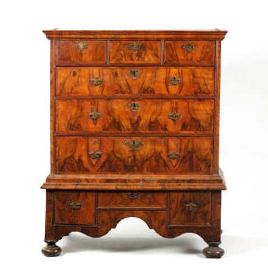 Lot 960 - AN EARLY 18TH CENTURY WALNUT CHEST ON STAND