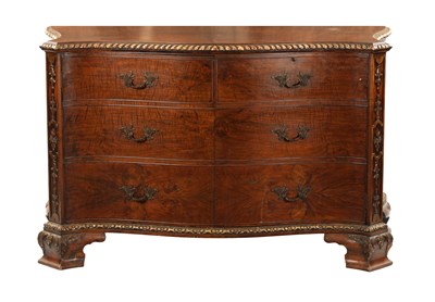 Lot 914 - A LATE 19TH CENTURY GEORGE III STYLE MAHOGANY SERPENTINE CABINET IN THE MANNER OF THOMAS CHIPPENDALE