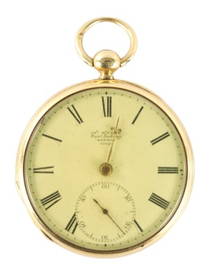 Lot 237 - JAMES MCCABE, ROYAL EXCHANGE, LONDON. AN 18CT GOLD OPEN FACED POCKET WATCH