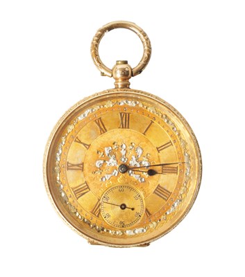 Lot 238 - A  CONTINENTAL 14CT GOLD OPEN FACED POCKET WATCH