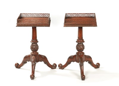 Lot 967 - A PAIR OF 20TH CENTURY GEORGE III CHIPPENDALE STYLE WINE TABLES