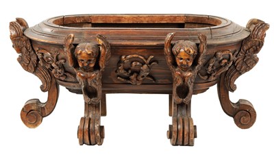 Lot 918 - A 19TH-CENTURY CARVED FRUITWOOD ITALIAN OPEN CELLARETTE