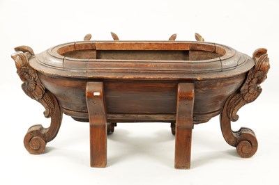 Lot 1486 - A 19TH-CENTURY CARVED FRUITWOOD ITALIAN OPEN CELLARETTE
