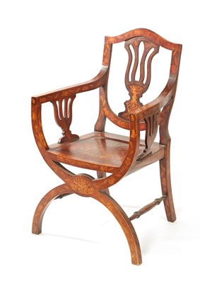 Lot 1018 - A 19TH CENTURY DUTCH MARQUETRY SIDE CHAIR