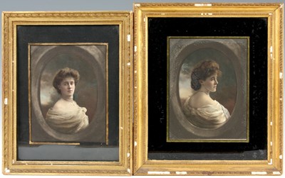 Lot 374 - A PAIR OF EDWARDIAN PRINT PORTRAITS OF A YOUNG...