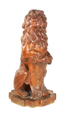 Lot 359 - A GOOD LATE 19TH CENTURY CARVED WALNUT HERALDIC LION