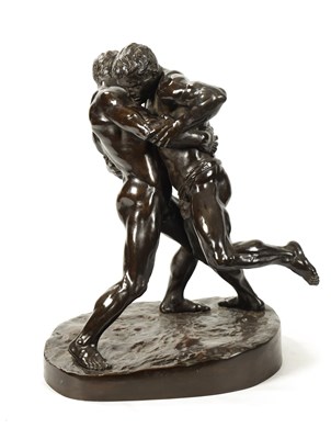 Lot 435 - A LARGE AND IMPRESSIVE 19TH CENTURY PATINATED BRONZE FIGURAL SCULPTURE