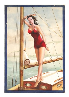 Lot 15 - A RETRO 1940S PINUP GIRL POSTER WATERCOLOUR BY B. WITTERNS