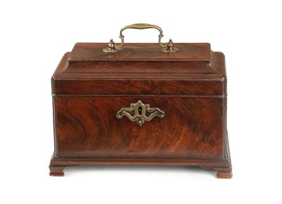 Lot 335 - A GOOD GEORGE III FIGURED MAHOGANY 'CADDY MOULDED' TEA CADDY