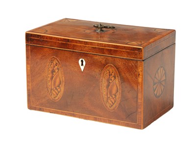 Lot 344 - A GEORGE III INLAID MAHOGANY TEA CADDY