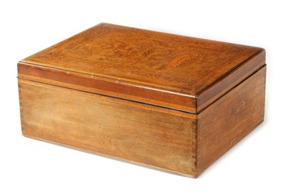 Lot 85 - A LATE 19TH CENTURY CHINESE HARDWOOD AND BOXWOOD INLAID LIDDED BOX