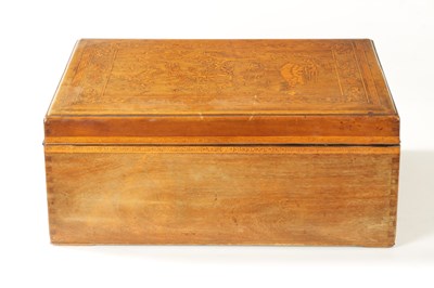 Lot 85 - A LATE 19TH CENTURY CHINESE HARDWOOD AND BOXWOOD INLAID LIDDED BOX