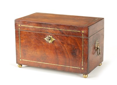 Lot 298 - A REGENCY BRASS BOUND MAHOGANY TEA CADDY