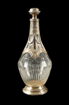 Lot 299 - EMILE PUIFORCAT (1897-1945) AN EARLY 20TH CENTURY SILVER MOUNTED CRYSTAL GLASS DECANTER