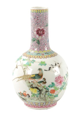 Lot 251 - A CHINESE FAMILLE ROSE BOTTLE VASE