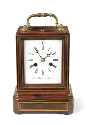 Lot 649 - HENRI MARC, PARIS. A REGENCY FRENCH BRASS INLAID ROSEWOOD MANTEL CLOCK