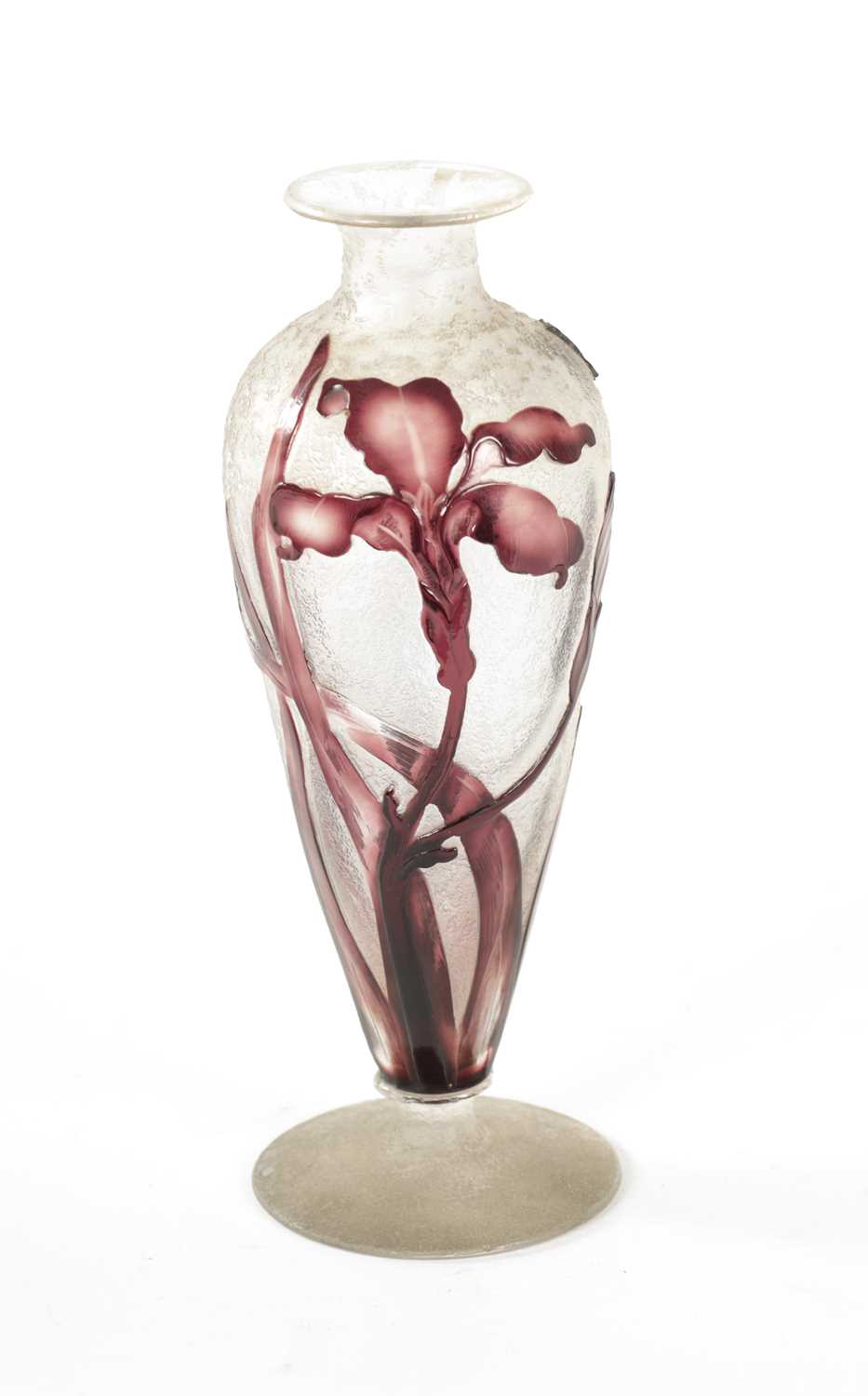 Lot 2 - AN EARLY 20TH CENTURY DAUM NANCY SHOULDERED TAPERING CAMEO AND WHEEL-CARVED FROSTED GLASS VASE