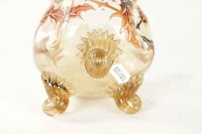 Lot 3 - EMILE GALLE. A LATE 19TH CENTURY SMALL ENAMELLED AMBER GLASS BULBOUS VASE