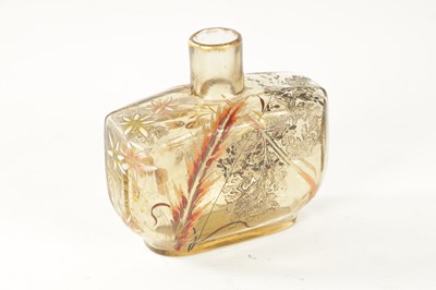 Lot 4 - EMILE GALLE. A LATE 19TH CENTURY ENAMELLED AMBER GLASS SCENT BOTTLE