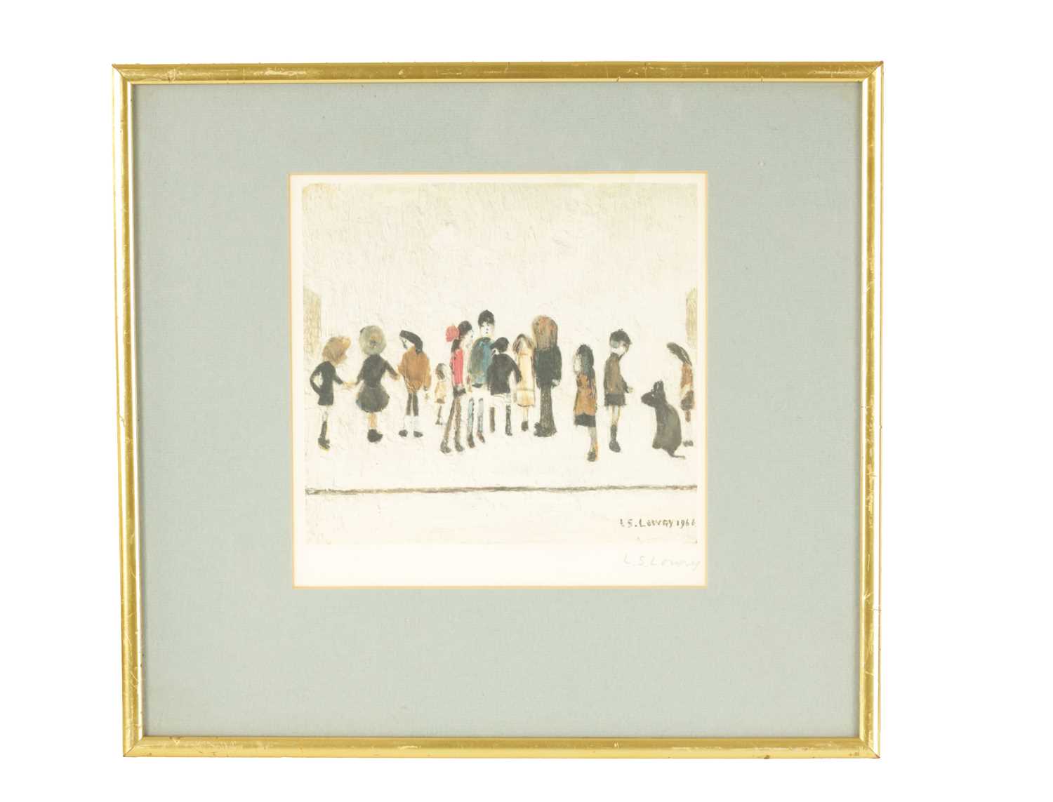 Lot 582 - A 20TH CENTURY L.S.LOWRY SIGNED PRINT. ‘GROUP OF CHILDREN’