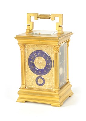 Lot 803 - A LATE 19TH CENTURY FRENCH GILT BRASS REPEATING CARRIAGE CLOCK