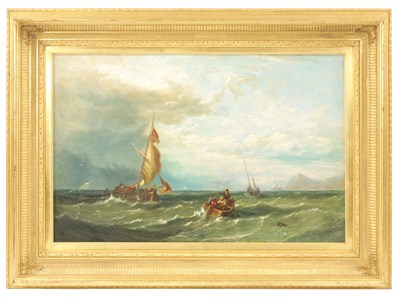 Lot 549 - JOHN JAMES WILSON (1818 -1875) SCOTTISH MARINE SCENE OIL ON CANVAS