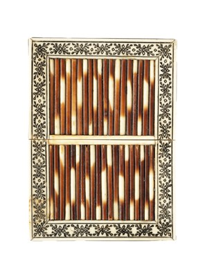 Lot 172 - A MID 19TH CENTURY VIZAGAPATAM ANGLO INDIAN IVORY AND PORCUPINE QUILL  CARD CASE