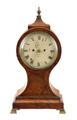 Lot 672 - GEORGE JAMEISON. LONDON A GEORGE III MAHOGANY DOUBLE FUSEE BALLOON SHAPED BRACKET CLOCK