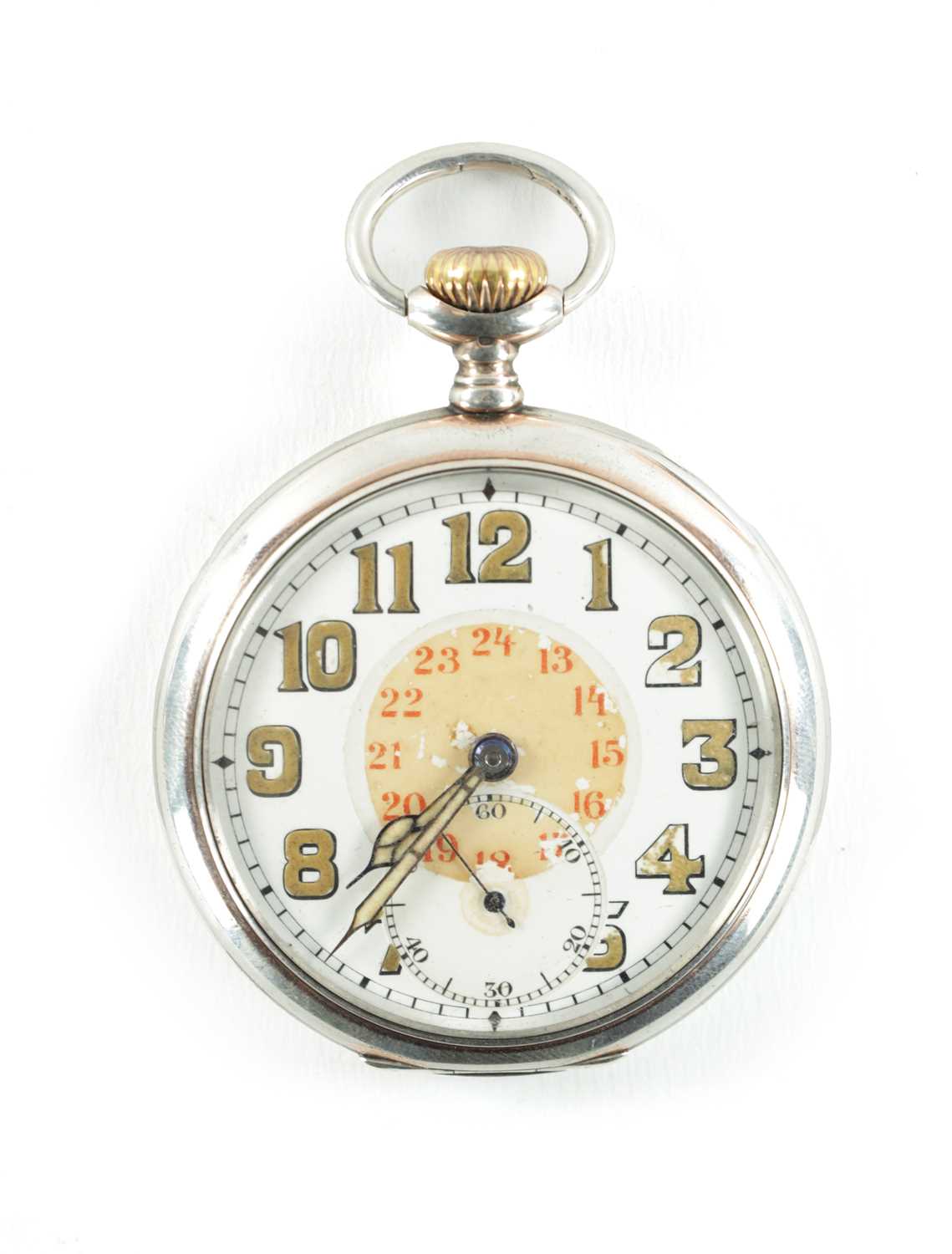 Lot 29 - A 20TH CENTURY SILVER 0.800 MILITARY STYLE OPEN FACED POCKET WATCH