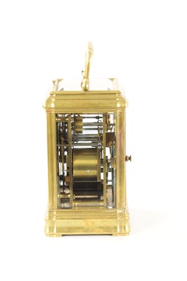 Lot 727 - A LATE 19TH CENTURY FRENCH BRASS GORGE CASED GRAND SONNERIE CARRIAGE CLOCK