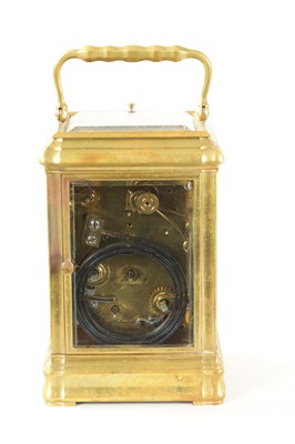 Lot 727 - A LATE 19TH CENTURY FRENCH BRASS GORGE CASED GRAND SONNERIE CARRIAGE CLOCK
