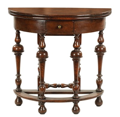 Lot 838 - A WILLIAM AND MARY WALNUT D SHAPED FOLD OVER TABLE