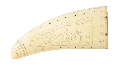 Lot 488 - AN EARLY 19TH CENTURY SCRIMSHAW WHALES TOOTH