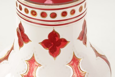Lot 1 - A LATE 19TH CENTURY BOHEMIAN OVERLAY CUT CRANBERRY GLASS VASE
