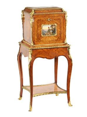 Lot 898 - HOLLAND & SONS. A FINE 19TH CENTURY ORMOLU MOUNTED KINGWOOD  AND MARQUETRY WRITING CABINET