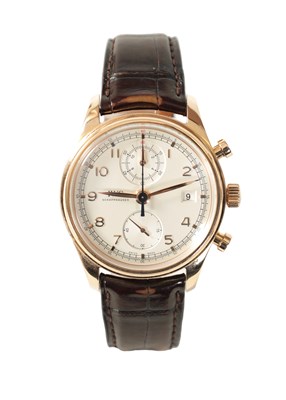 Lot 212 - A GENTLEMAN’S 18CT ROSE GOLD IWC PORTUGIESER CHRONOGRAPH CLASSIC WRIST WATCH