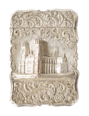 Lot 288 - A NATHANIEL MILLS VICTORIAN SILVER CARD CASE EMBOSSED WITH YORK MINSTER