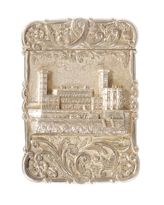 Lot 276 - A RARE VICTORIAN SILVER CARD CASE EMBOSSED WITH OSBOURNE HOUSE