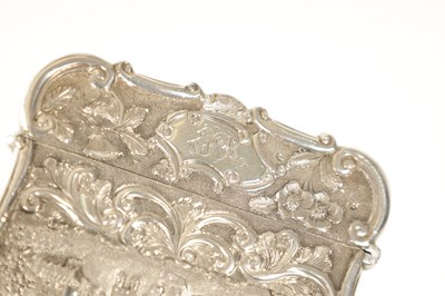 Lot 302 - A NATHANIEL MILLS VICTORIAN SILVER CARD CASE EMBOSSED WITH WARWICK AND WINDSOR CASTLES