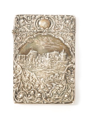 Lot 274 - A VICTORIAN SILVER CARD CASE EMBOSSED WITH ROYAL WINDSOR CASTLE